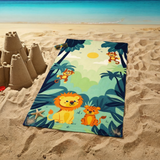 Serviette de plage imprimée microfibre enfant - Junglia- 70x140cm - 220g/m²