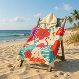 Poncho plage imprimé microfibre enfant - Lindy - 60x60cm - 220gm²