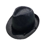 Chapeau artisanal de Madagascar Borsalino noir en fibres naturelles, léger et tendance, parfait pour le jardin, la plage, la piscine ou les vacances.