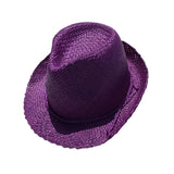 Chapeau artisanal de Madagascar Borsalino prune en fibres naturelles, léger et tendance, parfait pour le jardin, la plage, la piscine ou les vacances.