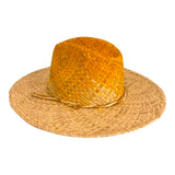 Chapeau artisanal de Madagascar Manao jaune en fibres naturelles, léger et tendance, parfait pour le jardin, la plage, la piscine ou les vacances.
