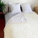 PLAID COUVERTURE POLAIRE XL imitation "Lapin" 220 x 240 Off white - Le comptoir de la plage