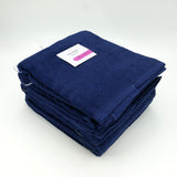 Pack 6 draps de douche bleu marine en éponge bouclette 100 % coton, doux, absorbants et élégants, 90×150 cm.