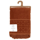 Drap de bain Romance Caramel en éponge velours 100 % coton, 90x150 cm, doux et absorbant, parfait pour la plage ou la salle de bain.