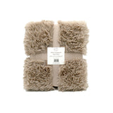 Plaid Longwool à poils longs Beige taupe 130x170 cm 450 g/m² plaid ultra-doux effet fausse fourrure pour lit ou canapé, ambiance cosy et cocooning.