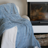 Plaid imitation "Lapin" 130x170cm 610g/m² - Cocoon Bleu gris