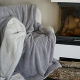 Plaid imitation "Lapin" 130x170cm 610g/m² - Cocoon Gris clair