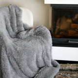 Plaid imitation poils longs 130x170cm 450g/m² - Longwool Gris clair