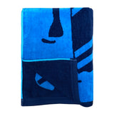 Serviette de plage éponge velours Jacquard bleu 90x170cm - Lombok - Le comptoir de la plage