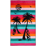 Serviette de plage éponge velours Jacquard Multicolore 95x175 440g/m² - Maupiti - Le comptoir de la plage