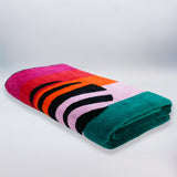 Serviette de plage éponge velours Jacquard Multicolore 95x175 440g/m² - Maupiti - Le comptoir de la plage