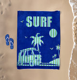 Serviette de plage XL éponge velours Jacquard Bleu 140x180 400g/m² - Nyaralas - Le comptoir de la plage