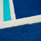 Serviette de plage éponge velours Jacquard bleu 100x175cm - Zamora - Le comptoir de la plage