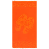 Serviette de plage éponge velours Jacquard ciselé Orange 90x170 340g/m² - Kerlaz - Le comptoir de la plage