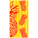 Serviette plage microfibre Pop ananas 75x150 cm, 220 g/m², séchage rapide, fine et légère pour plage et piscine.