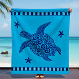 Serviette de plage XL microfibre Bleu 140x170 220g/m² - Galapagos - Le comptoir de la plage