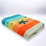 Serviette de plage XL éponge velours Jacquard Multicolore 140x180 400g/m² - Anafi - Le comptoir de la plage