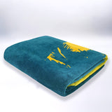 Serviette de plage XL éponge velours Jacquard Vert 140x180 400g/m² - Arche - Le comptoir de la plage