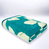 Serviette de plage XL éponge velours Jacquard Bleu 140x180 400g/m² - Bargara - Le comptoir de la plage