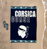 Serviette de plage XL éponge velours Jacquard Bleu 140x180 400g/m² - Bastia - Le comptoir de la plage