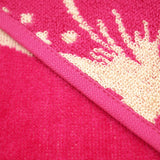 Serviette de plage éponge velours Jacquard Rose 90x170 400g/m² - Flora - Le comptoir de la plage