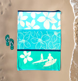 Serviette de plage XL éponge velours Jacquard Bleu 140x180 400g/m² - Freestyle - Le comptoir de la plage