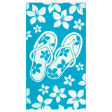 Serviette de plage éponge velours Jacquard Bleu 90x170 400g/m² - Milos - Le comptoir de la plage