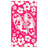 Serviette de plage éponge velours Jacquard Rose 90x170 400g/m² - Myrtos - Le comptoir de la plage