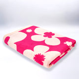 Serviette de plage éponge velours Jacquard Rose 90x170 400g/m² - Myrtos - Le comptoir de la plage