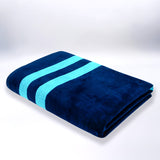 Serviette de plage éponge velours Jacquard Bleu 90x170 400g/m² - Nonza - Le comptoir de la plage