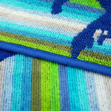 Serviette de plage XL éponge velours Jacquard Bleu 140x180 400g/m² - Nyaralas - Le comptoir de la plage