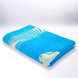 Serviette de plage éponge velours Jacquard Bleu 90x170 400g/m² - Orzu - Le comptoir de la plage