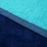 Serviette de plage XL éponge velours Jacquard Bleu 140x180 400g/m² - Paxos - Le comptoir de la plage