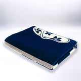 Serviette de plage éponge velours Jacquard Bleu 90x170 400g/m² - Tama - Le comptoir de la plage