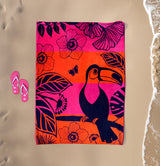 Serviette de plage XL éponge velours Jacquard Rose 140x180 400g/m² - Tropical Forest - Le comptoir de la plage