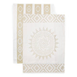 Lot de 2 Duos de torchons assortis bicolores beige Sun 50 x 70 - Le comptoir de la plage