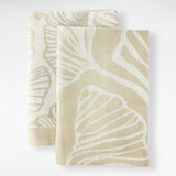 Lot de 2 Duos de torchons assortis bicolores beige Ginkos 50 x 70 - Le comptoir de la plage