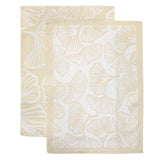 Lot de 2 Duos de torchons assortis bicolores beige Ginkos 50 x 70 - Le comptoir de la plage