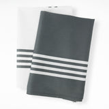 Lot de 2 Duos de torchons assortis bicolores rayés gris 50 x 70 - Le comptoir de la plage