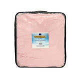 couverture cocoon rose 220x240 cm, 610g/m² recto imitation lapin et verso imitation mouton, ultra douce pour un confort chaleureux.