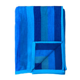 Serviette de plage éponge Velours Jacquard Blue stripes - Taille M 75x150cm - Le comptoir de la plage