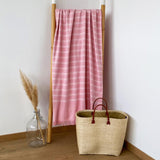 Fouta coton doublée éponge Alanya candy 90x160 cm ou XL 140x180 cm, 100 % coton, absorbante, légère et séchage rapide, idéale plage, piscine ou salle de bain.