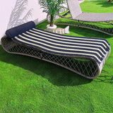 Matelas de plage « Bahia » bleu marine 60x180 avec coussin intégré et bandoulière, assorti à sa serviette de plage coordonnée