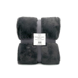 Plaid cocoon anthracite 130x170cm, recto imitation lapin et verso mouton 610g/m², ultra doux pour un confort chaleureux