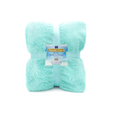 plaid cocoon aqua 130x170cm, recto imitation lapin et verso mouton 610g/m², ultra doux pour un confort chaleureux