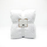 Plaid cocoon blanc 130x170cm, recto imitation lapin et verso mouton 610g/m², ultra doux pour un confort chaleureux