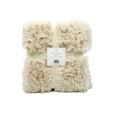 plaid longwool beige clair 130x170 cm imitation fourrure à poils longs, 450g/m², ultra doux et élégant pour sublimer et réchauffer votre canapé.
