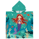 Poncho de plage enfant en microfibre sirena 60x120cm 100% 250g/m² motifs imprimés, idéal plage et piscine, séchage ultra rapide, peu encombrant