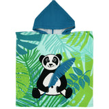 poncho de plage enfant en microfibre panda 60x120cm 250g/m² motifs imprimés, idéal plage et piscine, séchage rapide, peu encombrant