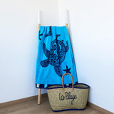serviette de plage éponge velours jacquard Bellia taille L 100 % coton, ,douce, absorbante et légère, idéale pour plage et piscine.